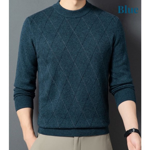 Light Luxury - Men's Plaid Cashmere Sweater - Picture 8 of 13